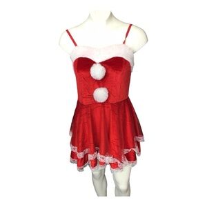 Red Santa Dress with White Trim size